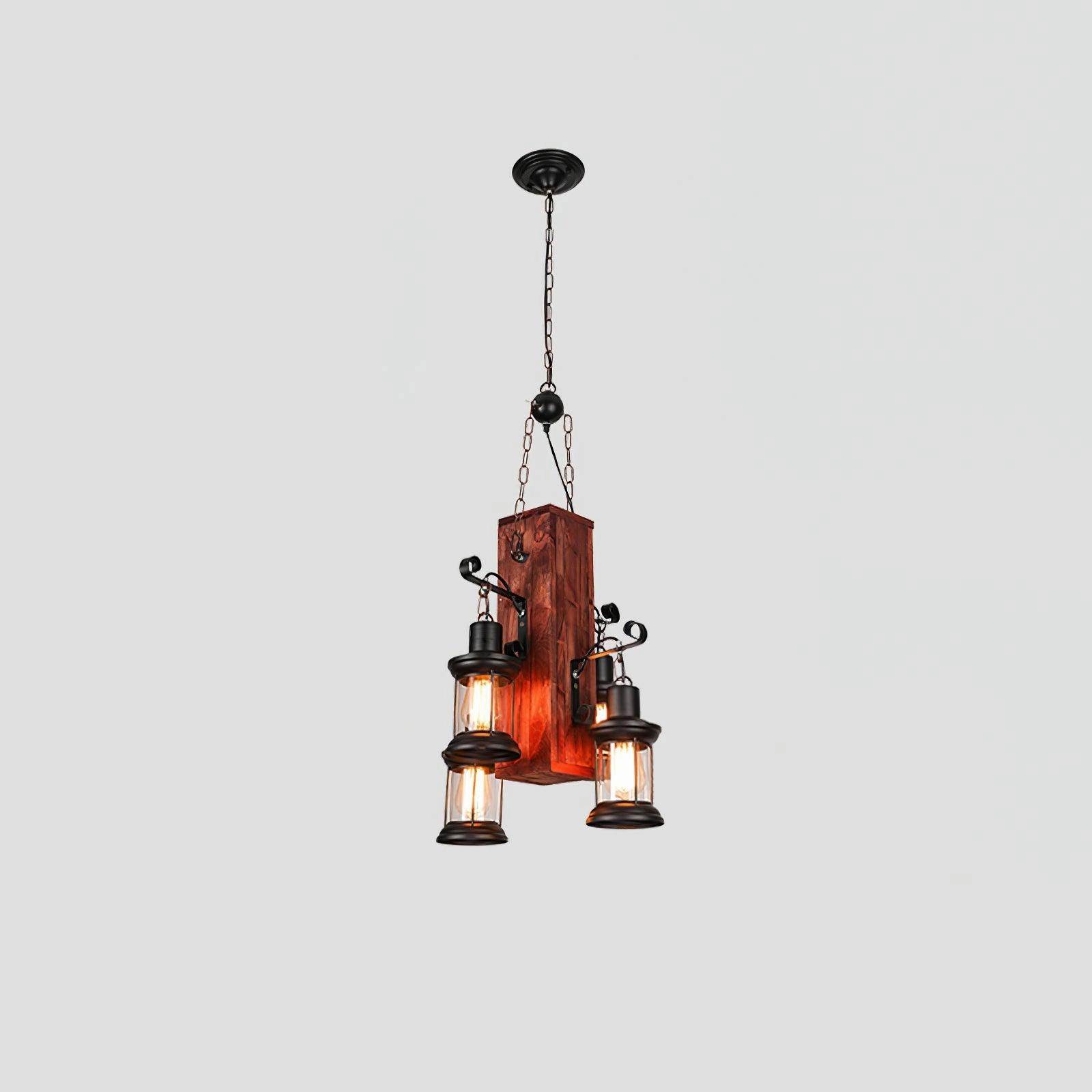 Nautical Industrial Style Wooden Chandelier