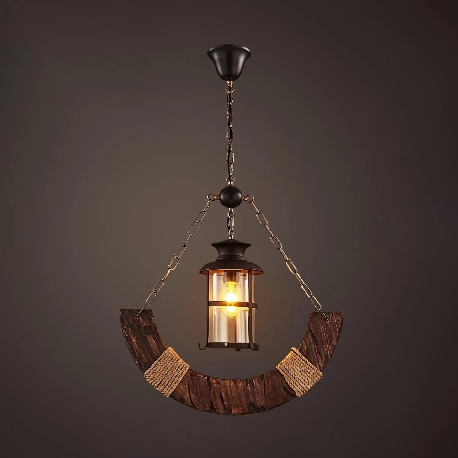 Nautical Industrial Style Wooden Chandelier