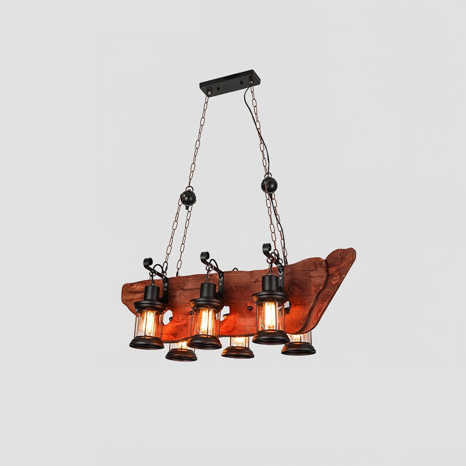 Nautical Industrial Style Wooden Chandelier