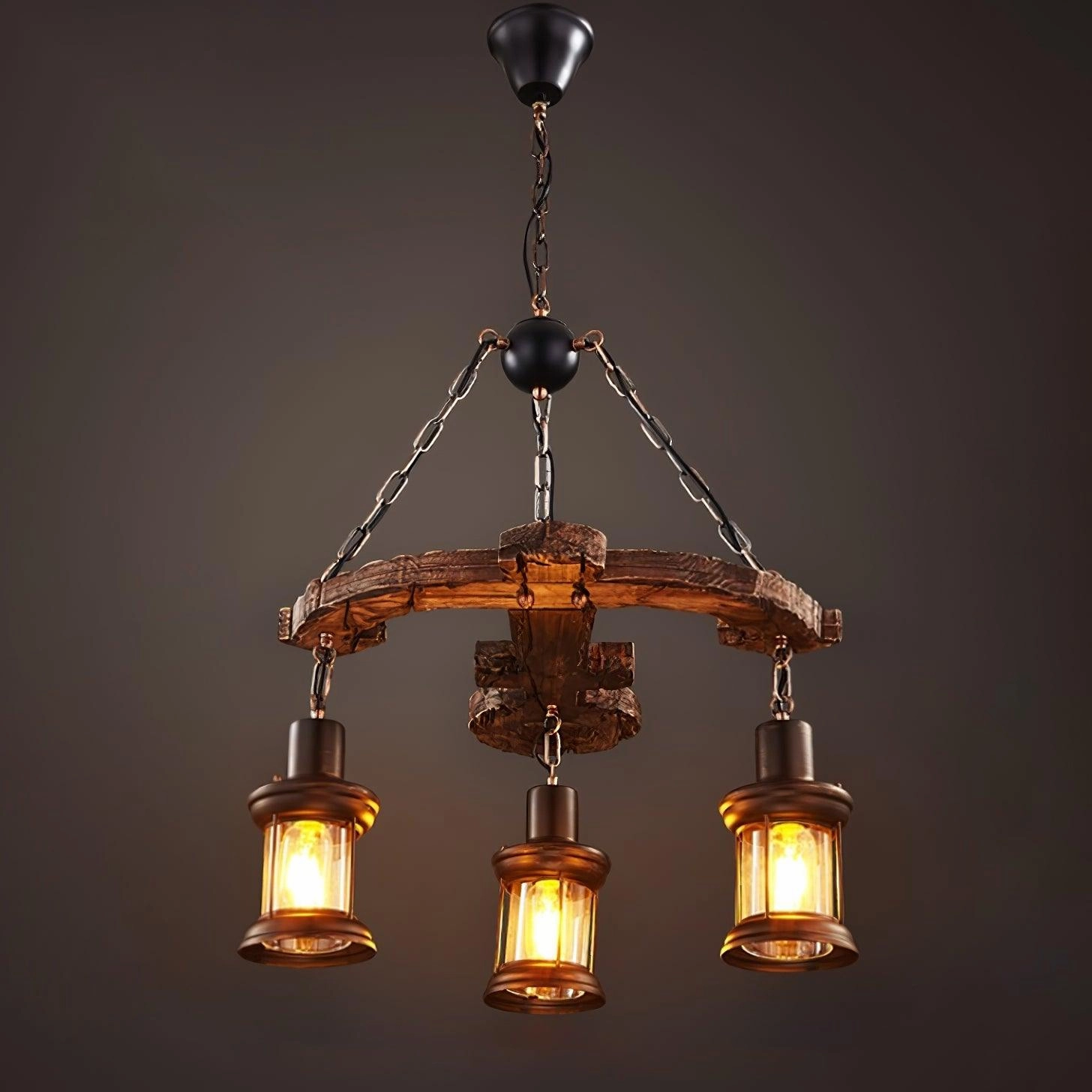 Nautical Industrial Style Wooden Chandelier