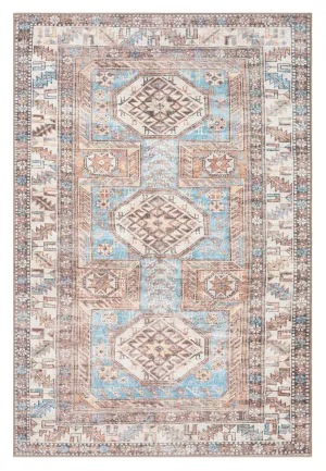 Nazri Orange and Blue Traditional Distressed Washable Rug *NO RETURNS UNLESS FAULTYmodern color block patchwork rug