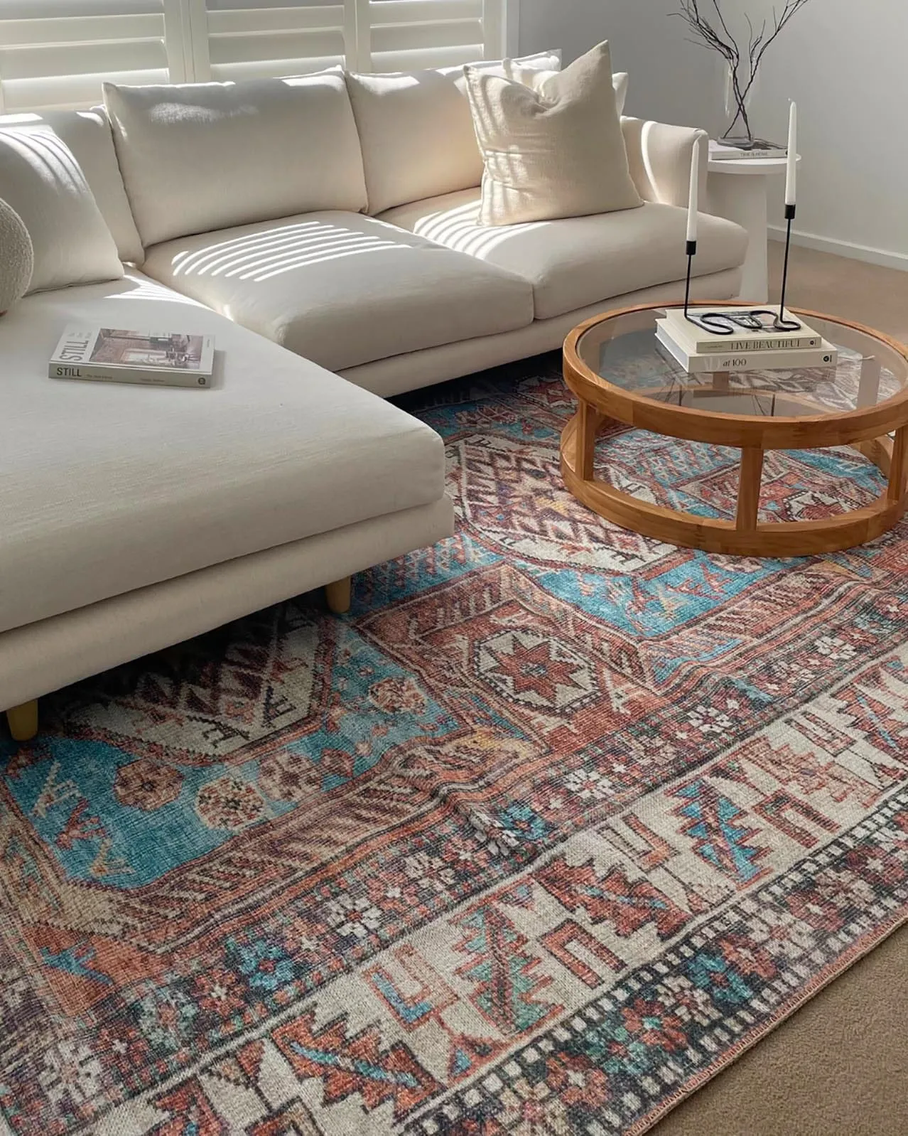 Nazri Orange and Blue Traditional Distressed Washable Rug *NO RETURNS UNLESS FAULTY