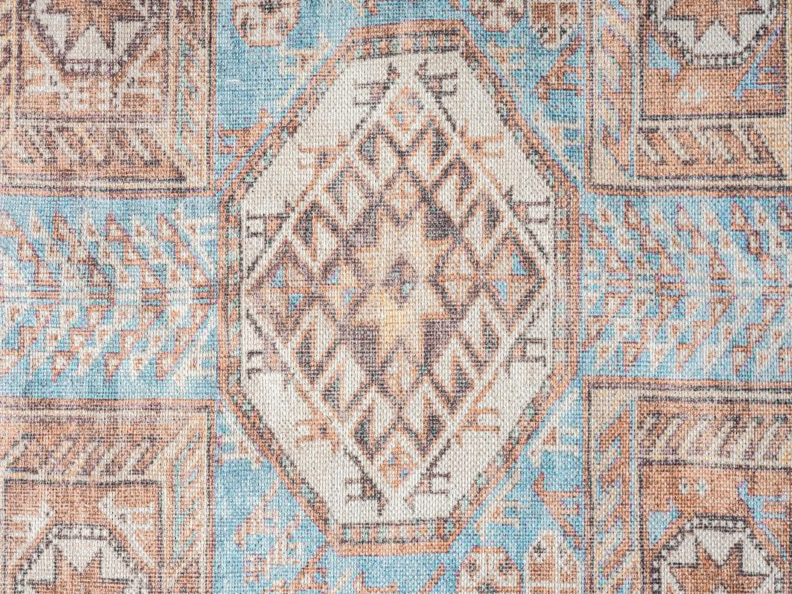 Nazri Orange and Blue Traditional Distressed Washable Rug *NO RETURNS UNLESS FAULTY