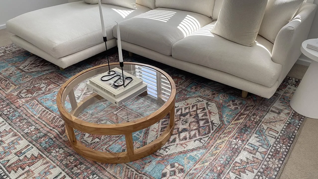 Nazri Orange and Blue Traditional Distressed Washable Rug *NO RETURNS UNLESS FAULTY