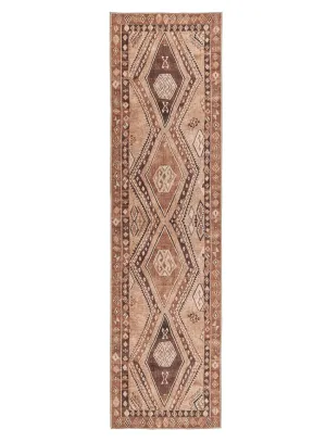 Necha Beige and Brown Tribal Washable Runner Rugmodern color block patchwork rug