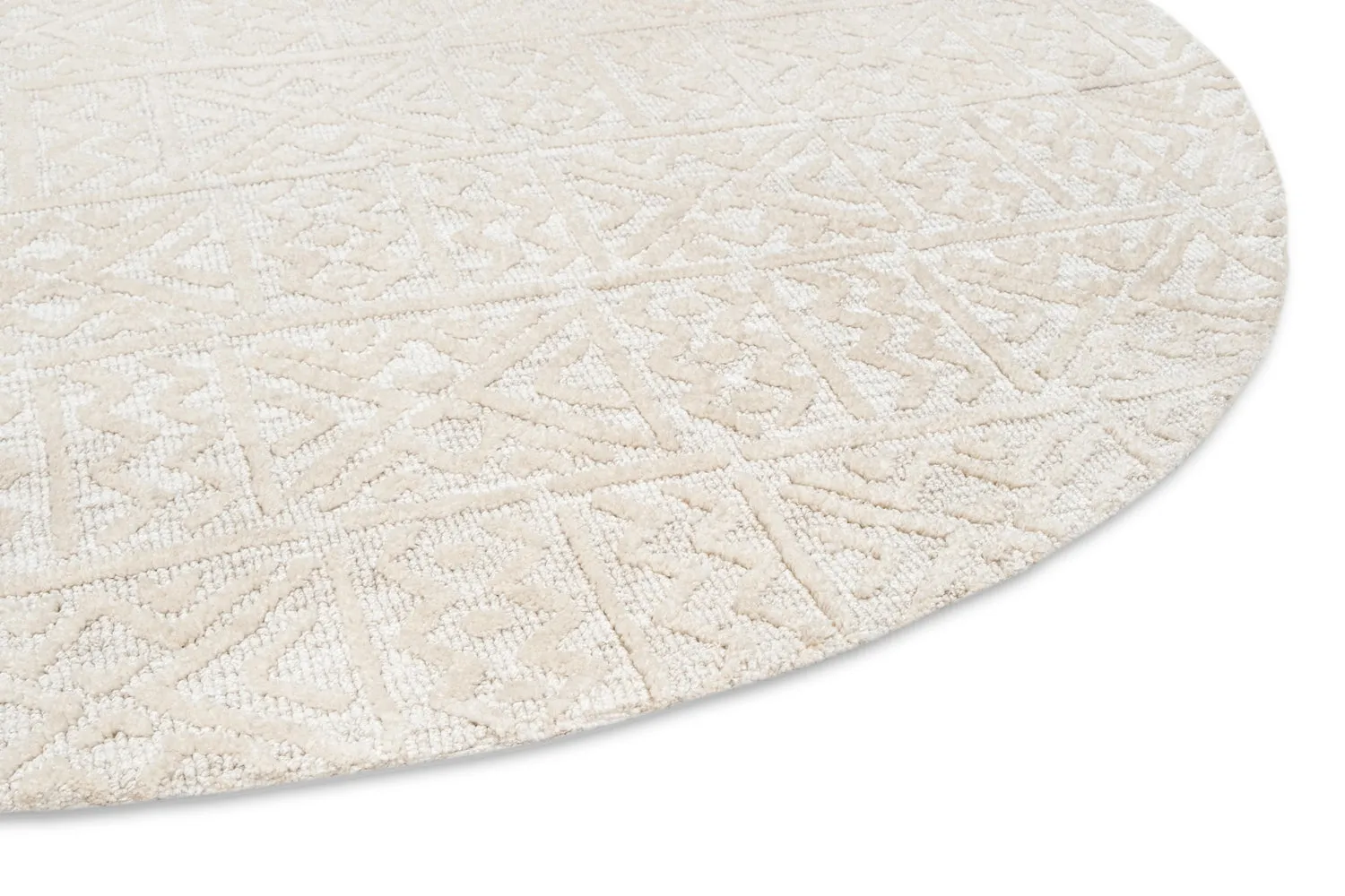 Neewa Beige and Ivory Tribal Transitional Round Rug
