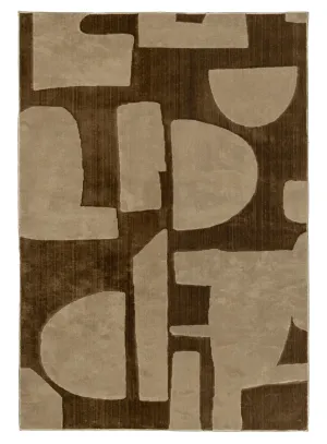 Nezar Brown Geometric Washable Rugmodern color block patchwork rug