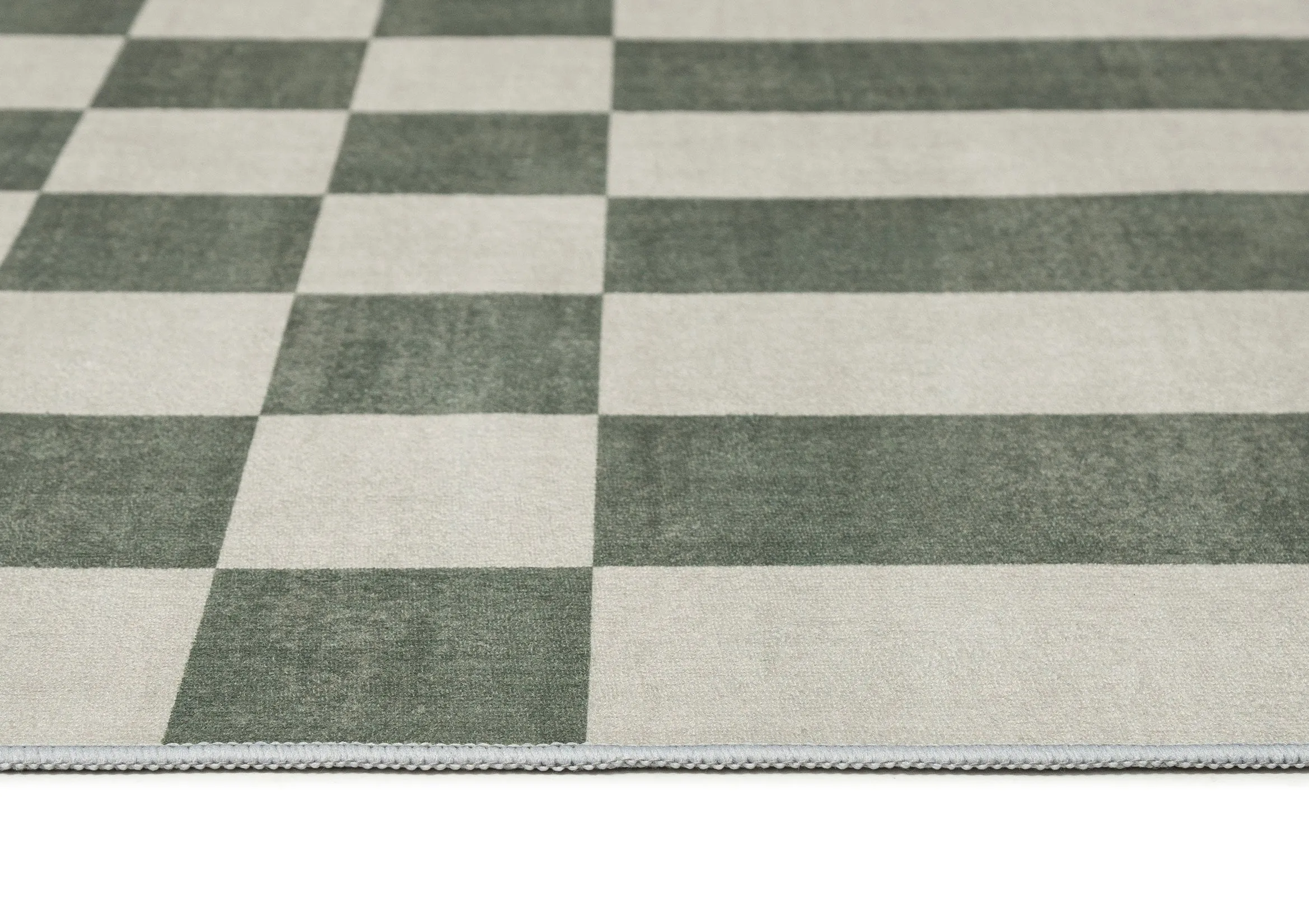 Nicolette Green and White Checkered and Striped Rug
