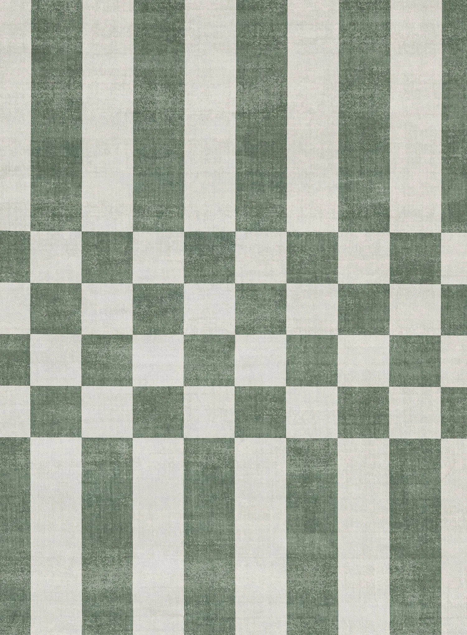 Nicolette Green and White Checkered and Striped Rug