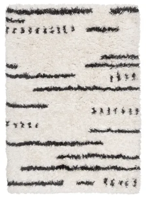 Nidhi Cream & Black Tribal Shag Rug *NO RETURNS UNLESS FAULTYmodern color block patchwork rug