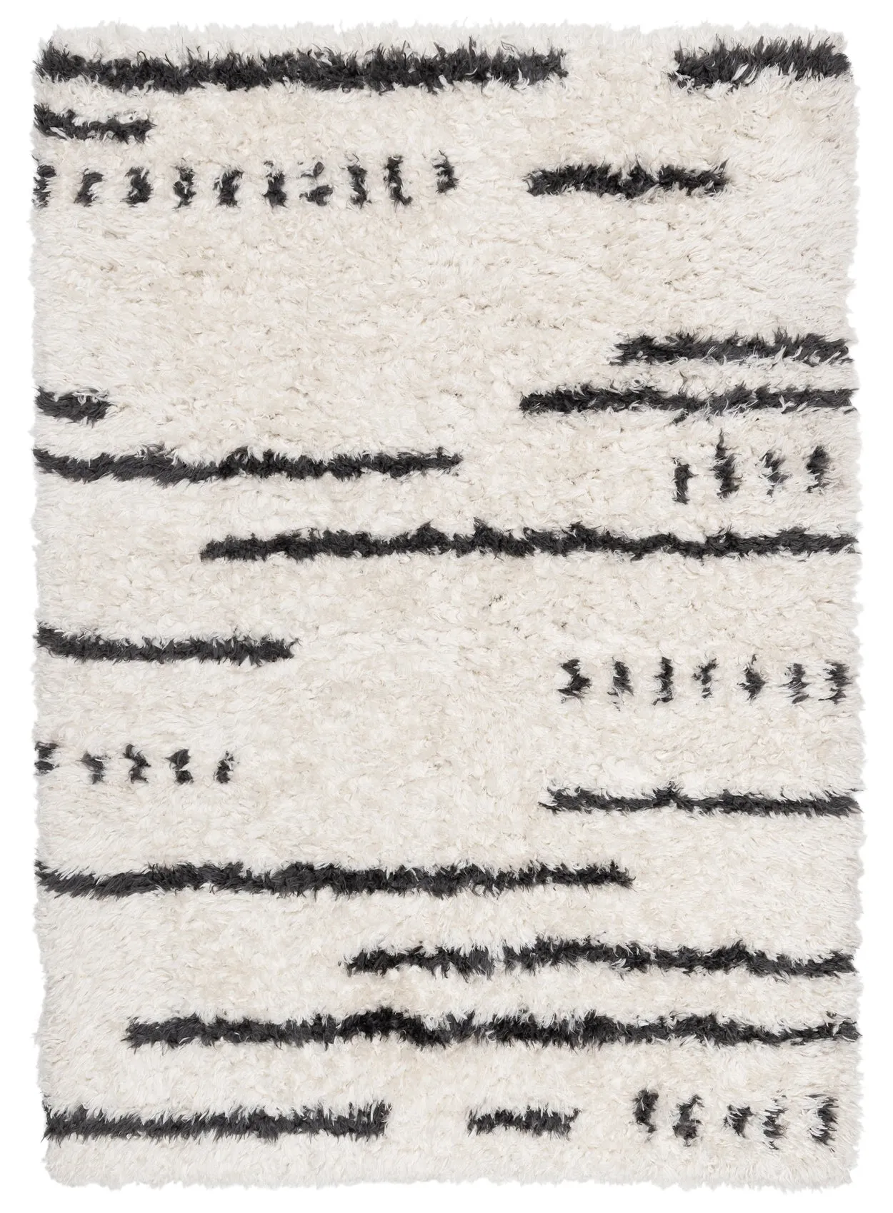 Nidhi Cream & Black Tribal Shag Rug *NO RETURNS UNLESS FAULTYmodern color block patchwork rug