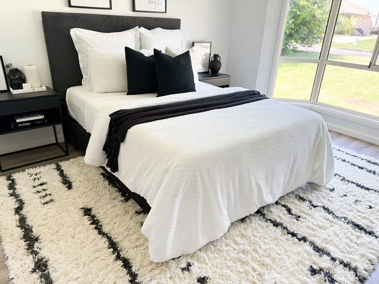 Nidhi Cream & Black Tribal Shag Rug *NO RETURNS UNLESS FAULTY
