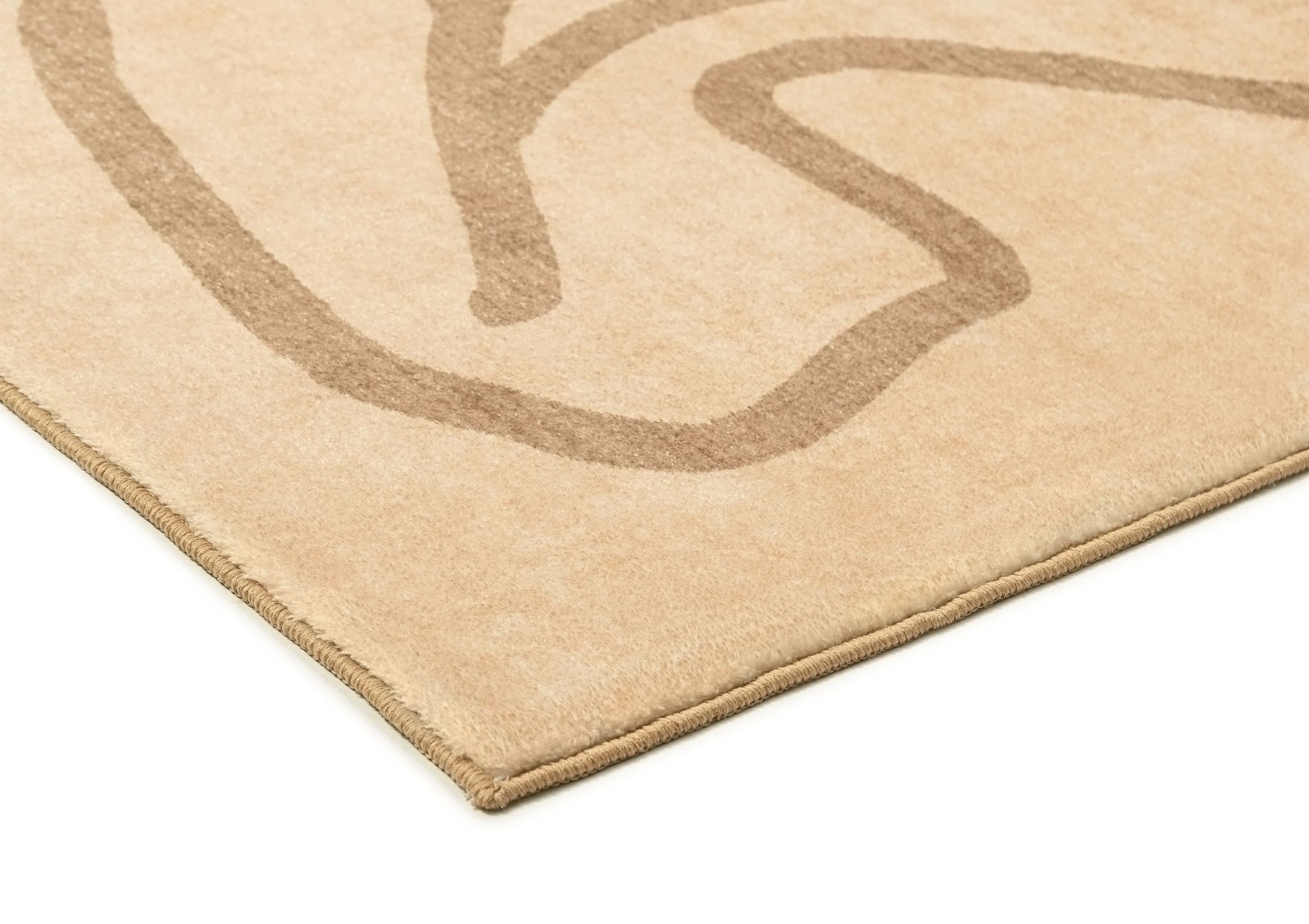 Nihal Beige Hand Drawn Washable Rug