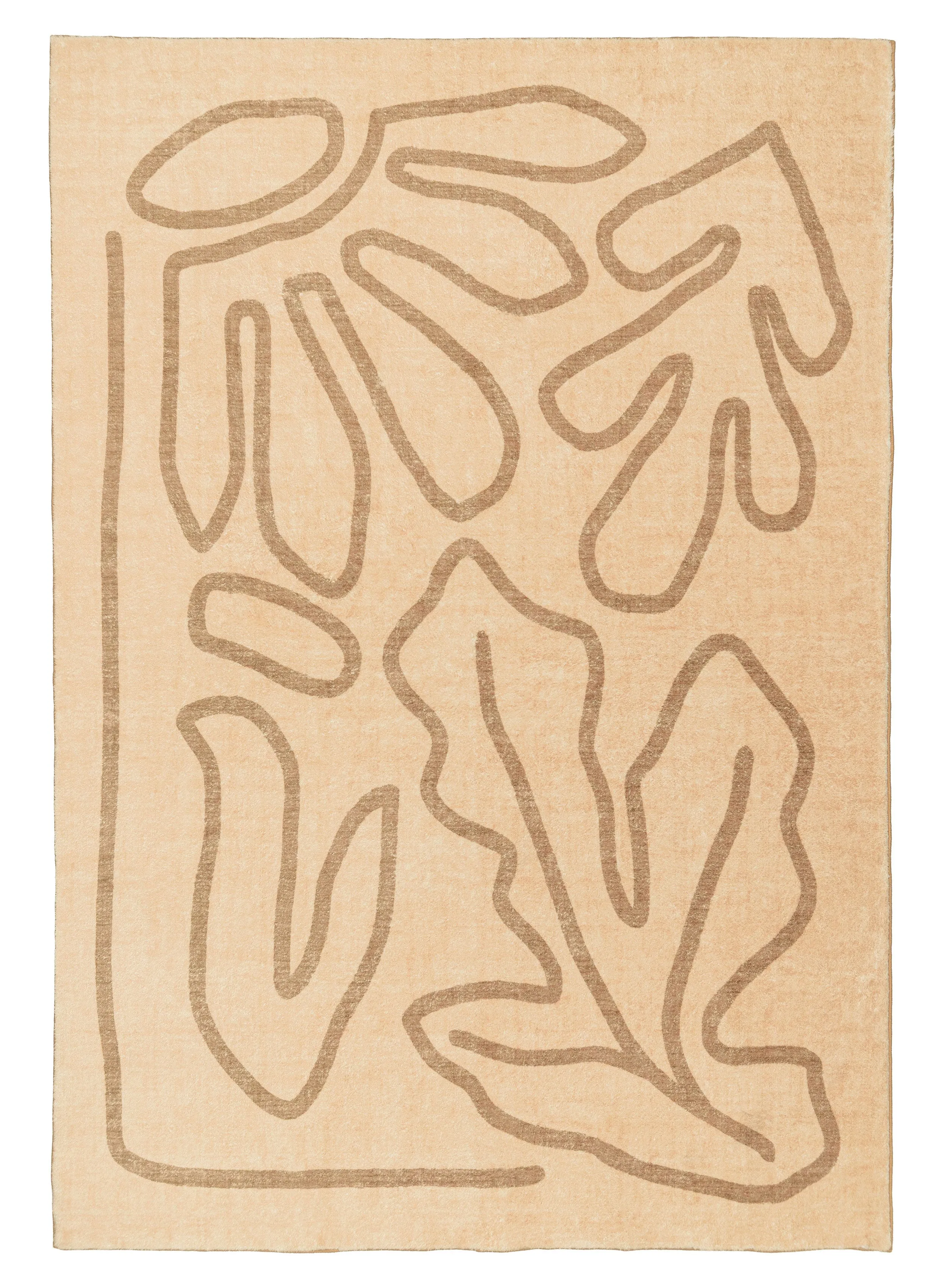 Nihal Beige Hand Drawn Washable Rugmodern color block patchwork rug