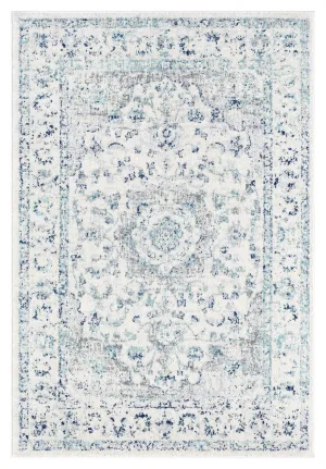 Noor Blue and Ivory Traditional Distressed Rugmodern color block patchwork rug