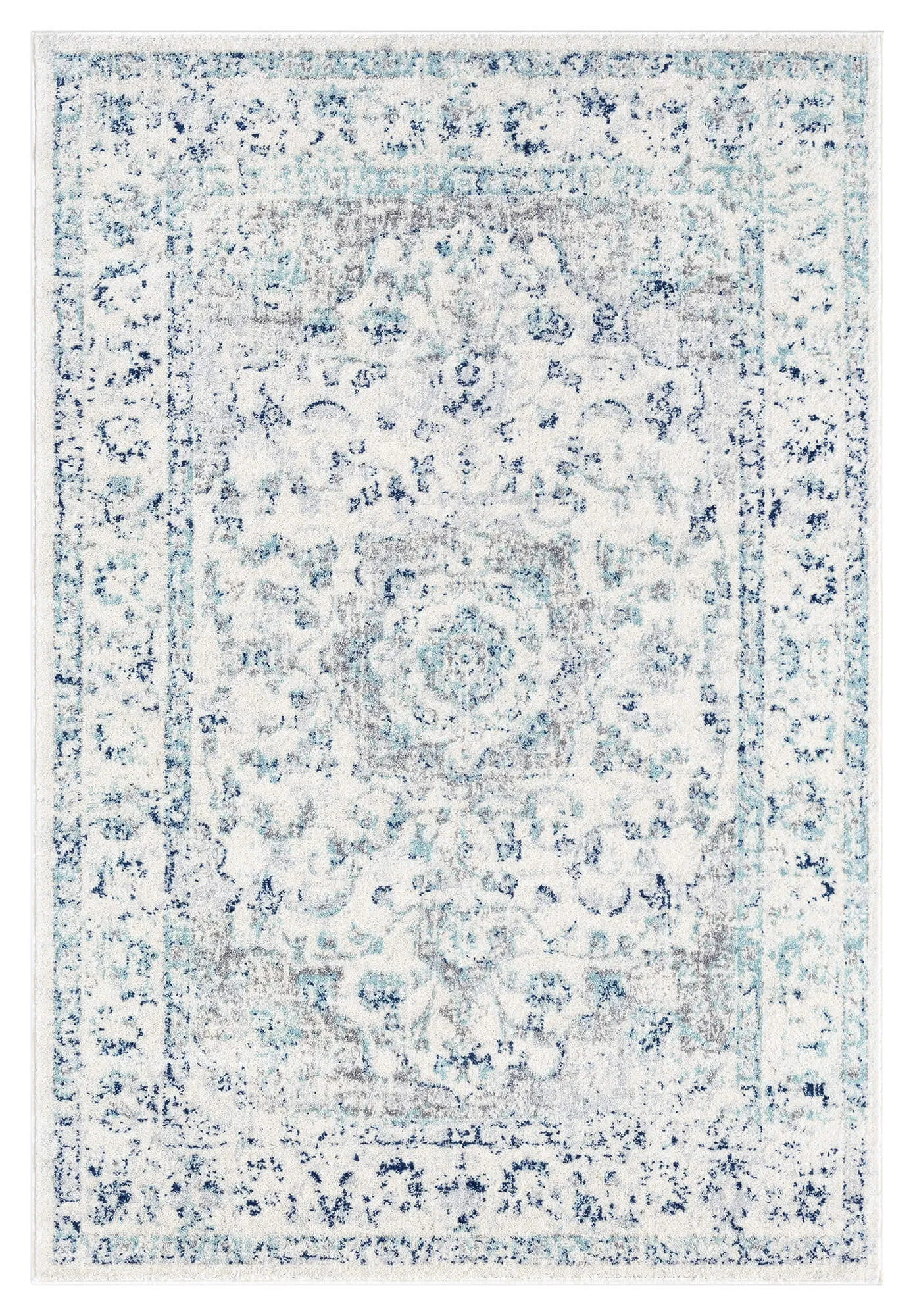 Noor Blue and Ivory Traditional Distressed Rugmodern color block patchwork rug