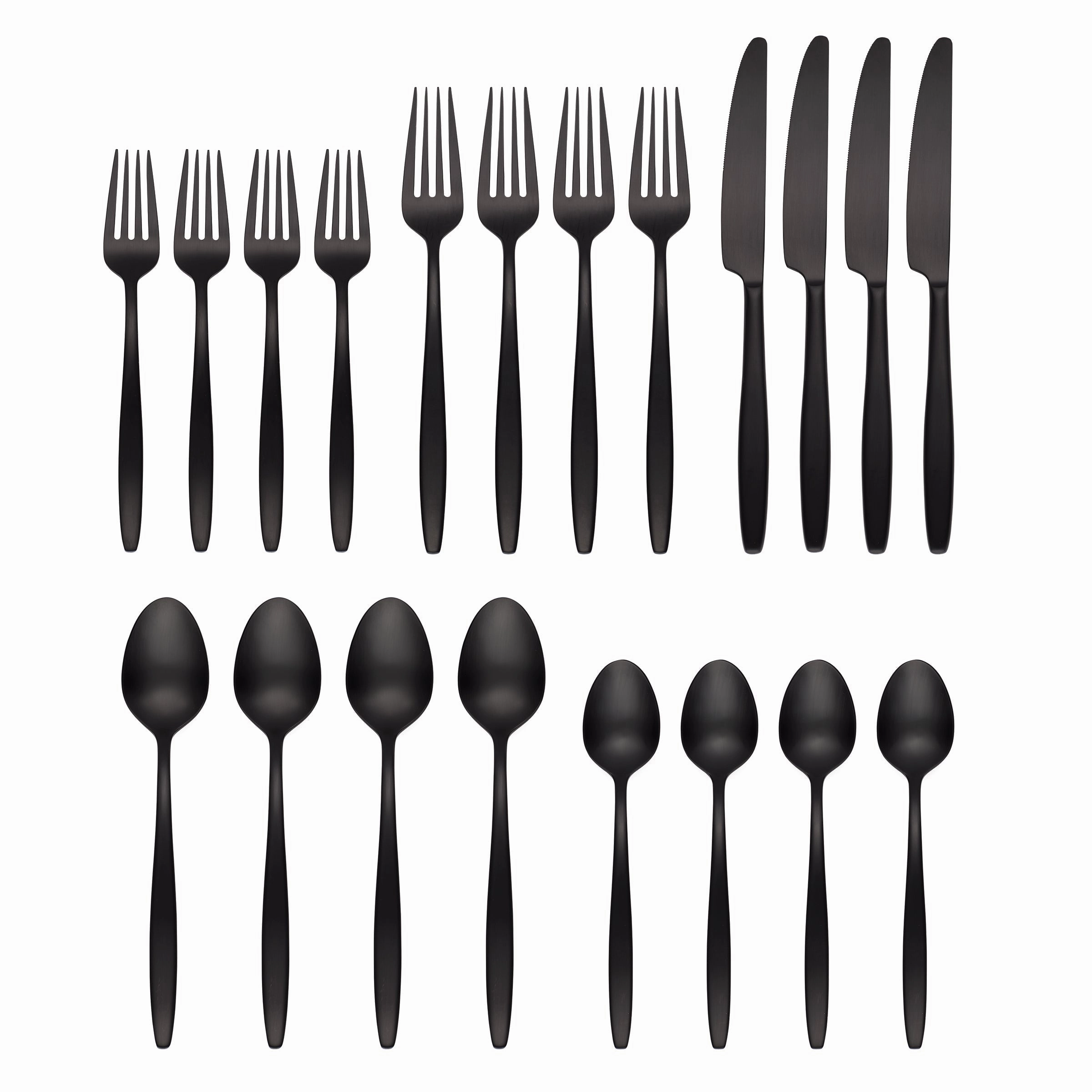 Nylah Black Satin 20 Piece Flatware Set