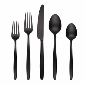 Nylah Black Satin 20 Piece Flatware Seteco-friendly bamboo fiber tableware set 
