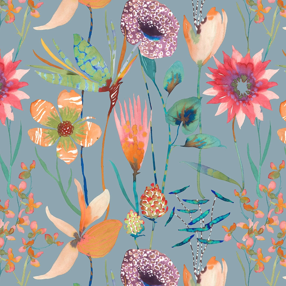 Oceania Printed Cotton Made to Measure Roman Blinds Robins Egg