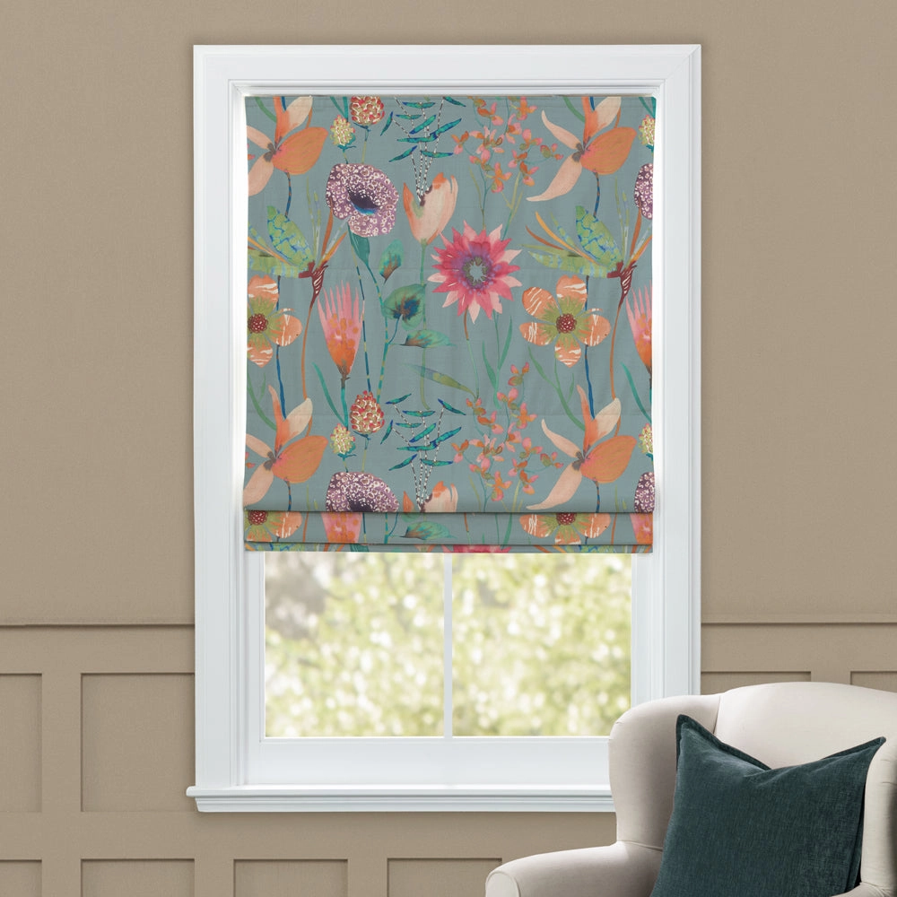 Oceania Printed Cotton Made to Measure Roman Blinds Robins Egg