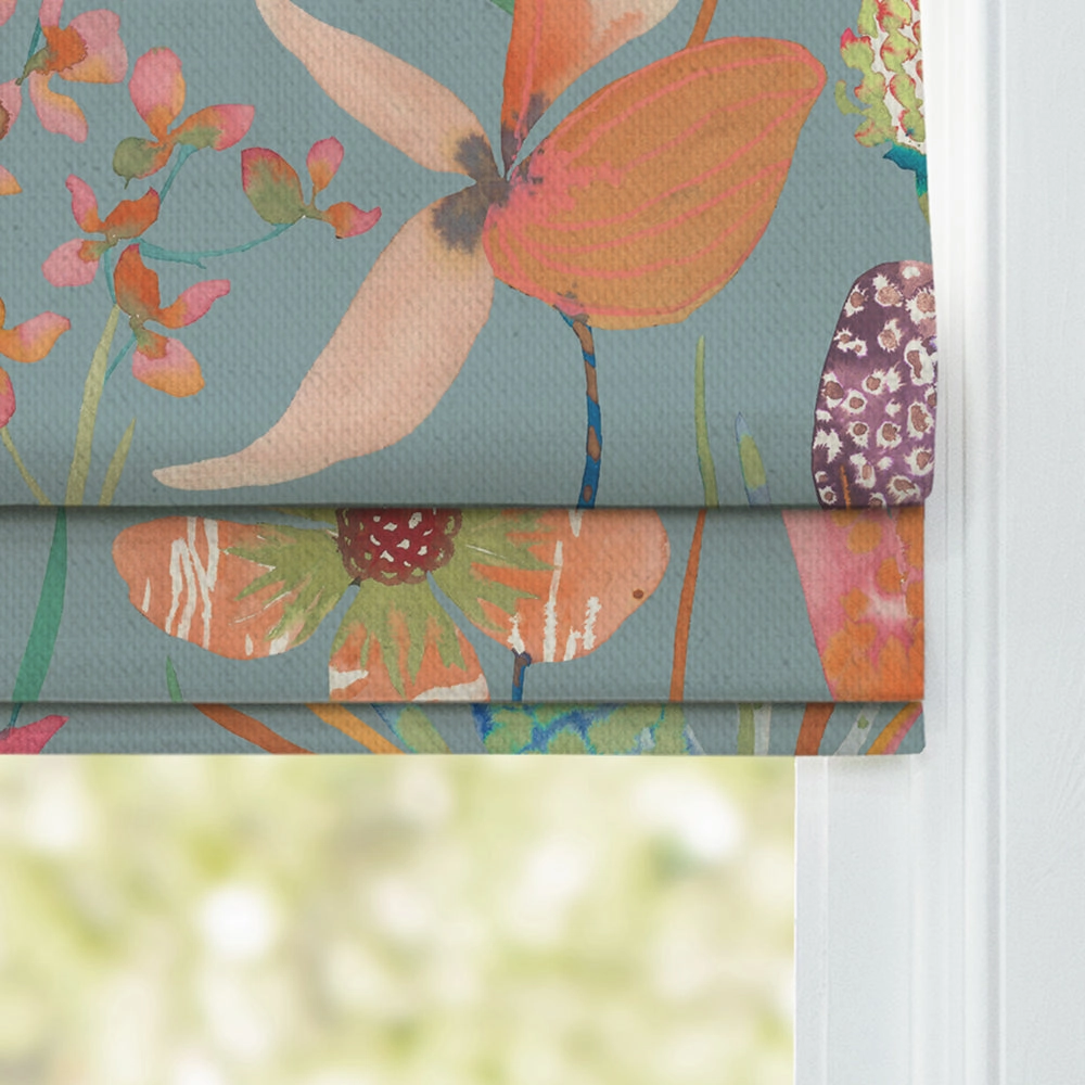 Oceania Printed Cotton Made to Measure Roman Blinds Robins Egg