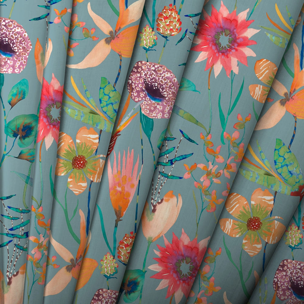 Oceania Printed Cotton Made to Measure Roman Blinds Robins Egg
