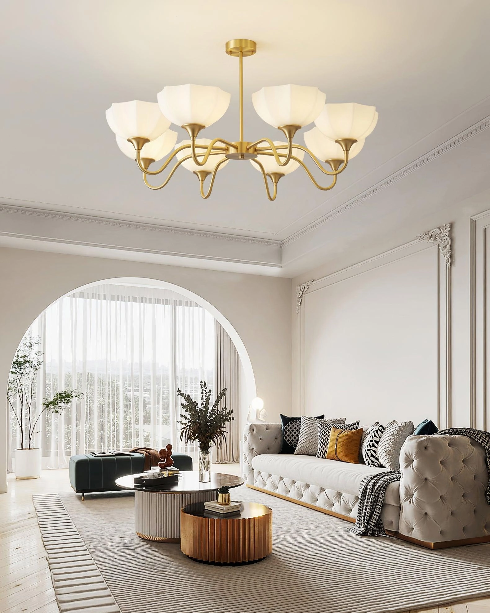 Octagonal Glass Bowl Chandelier