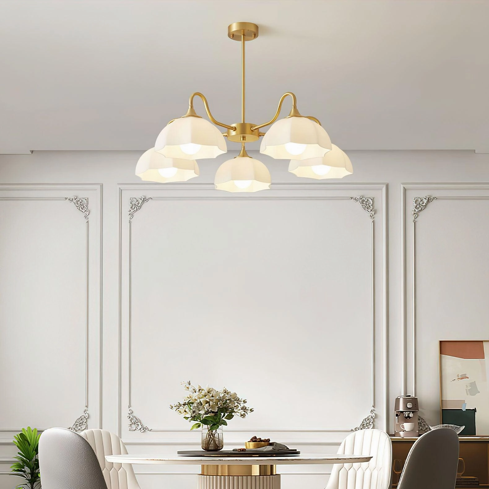 Octagonal Glass Bowl Chandelier