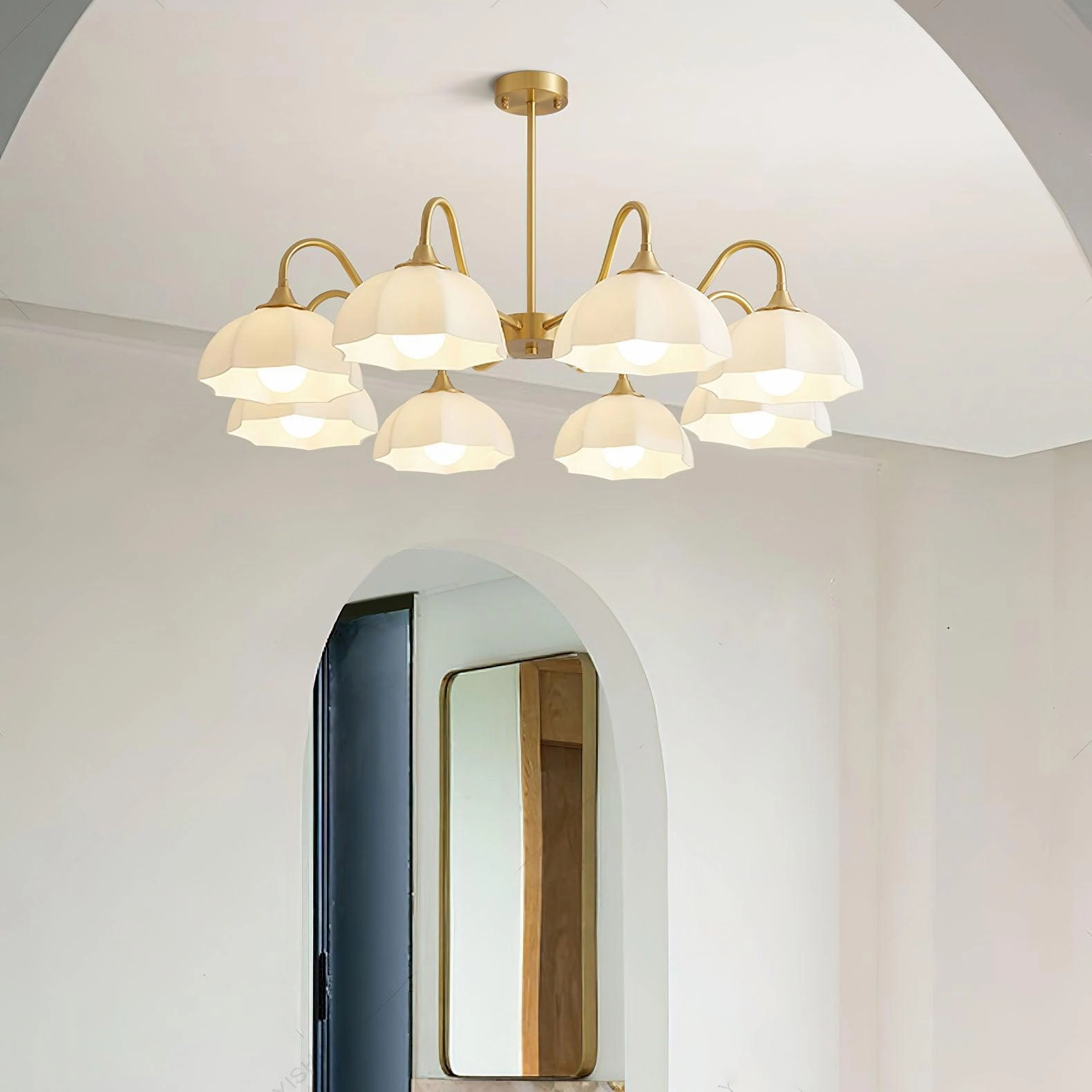 Octagonal Glass Bowl Chandelier