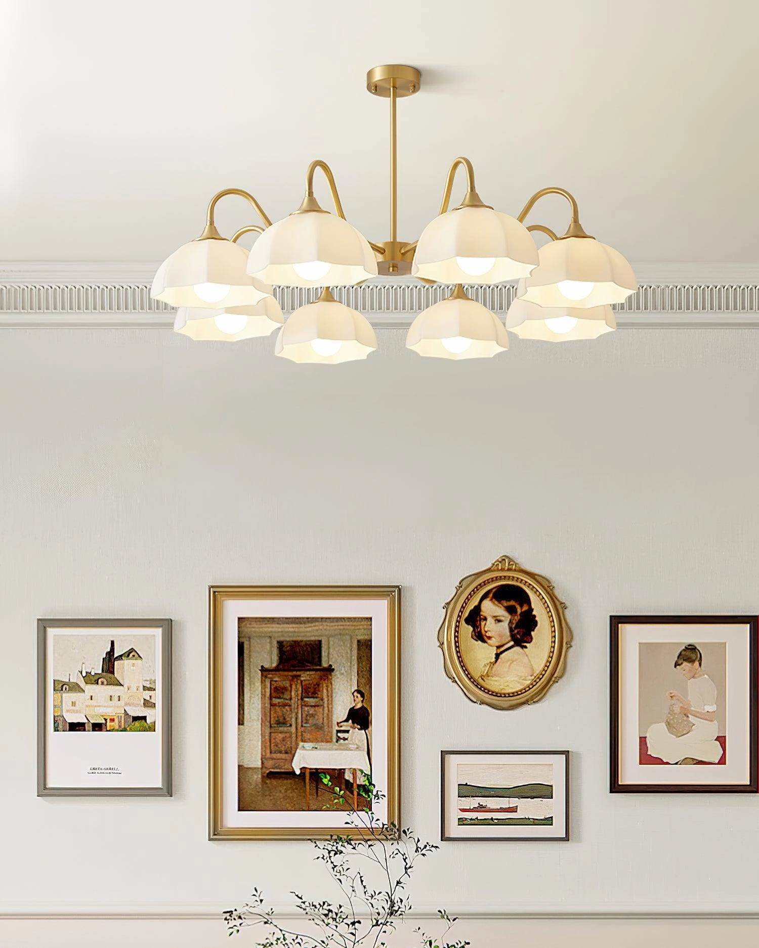 Octagonal Glass Bowl Chandelier