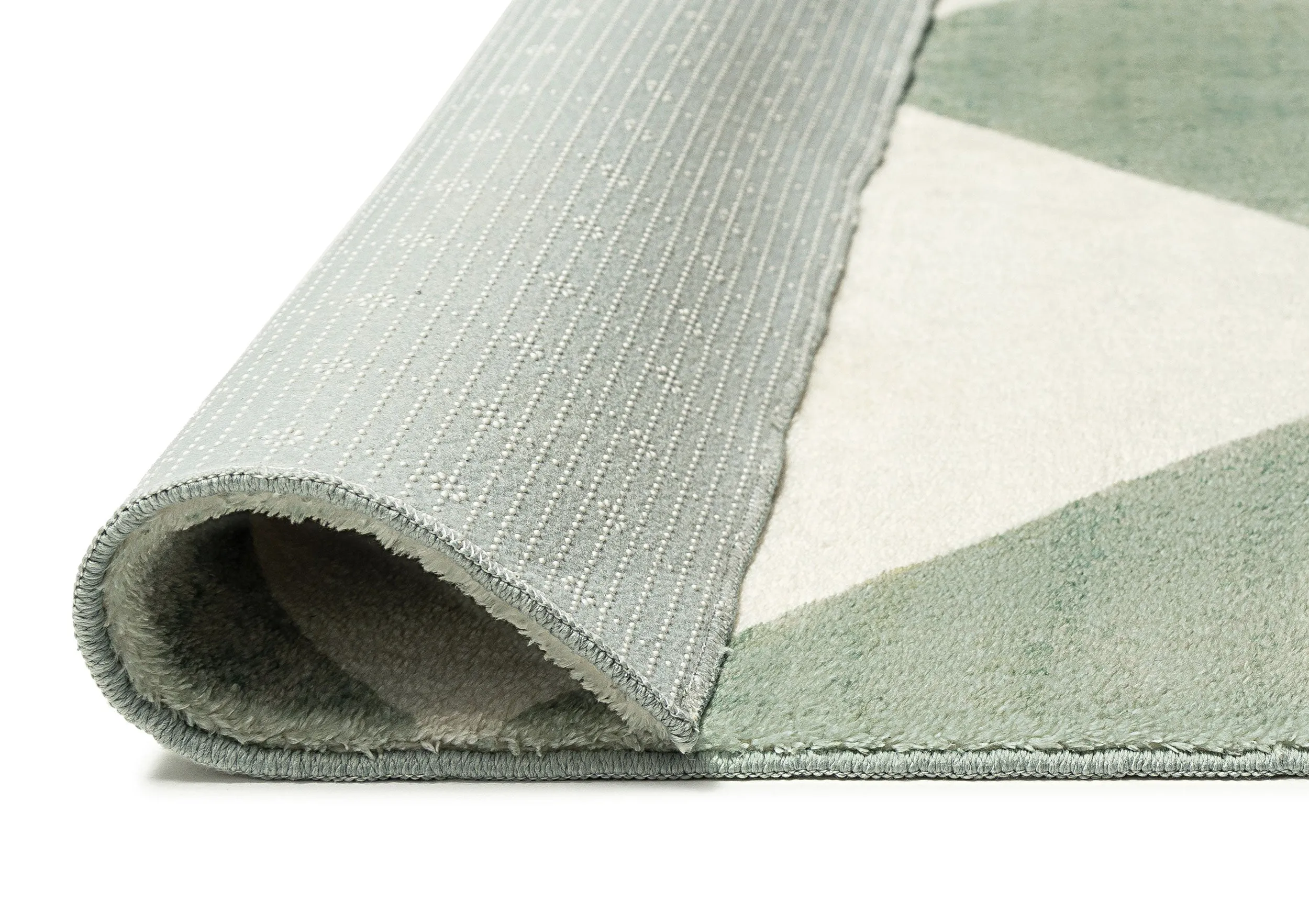 Octavia Green Cream Checkered Washable Rug