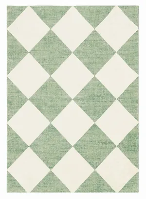 Octavia Green Cream Checkered Washable Rugmodern color block patchwork rug