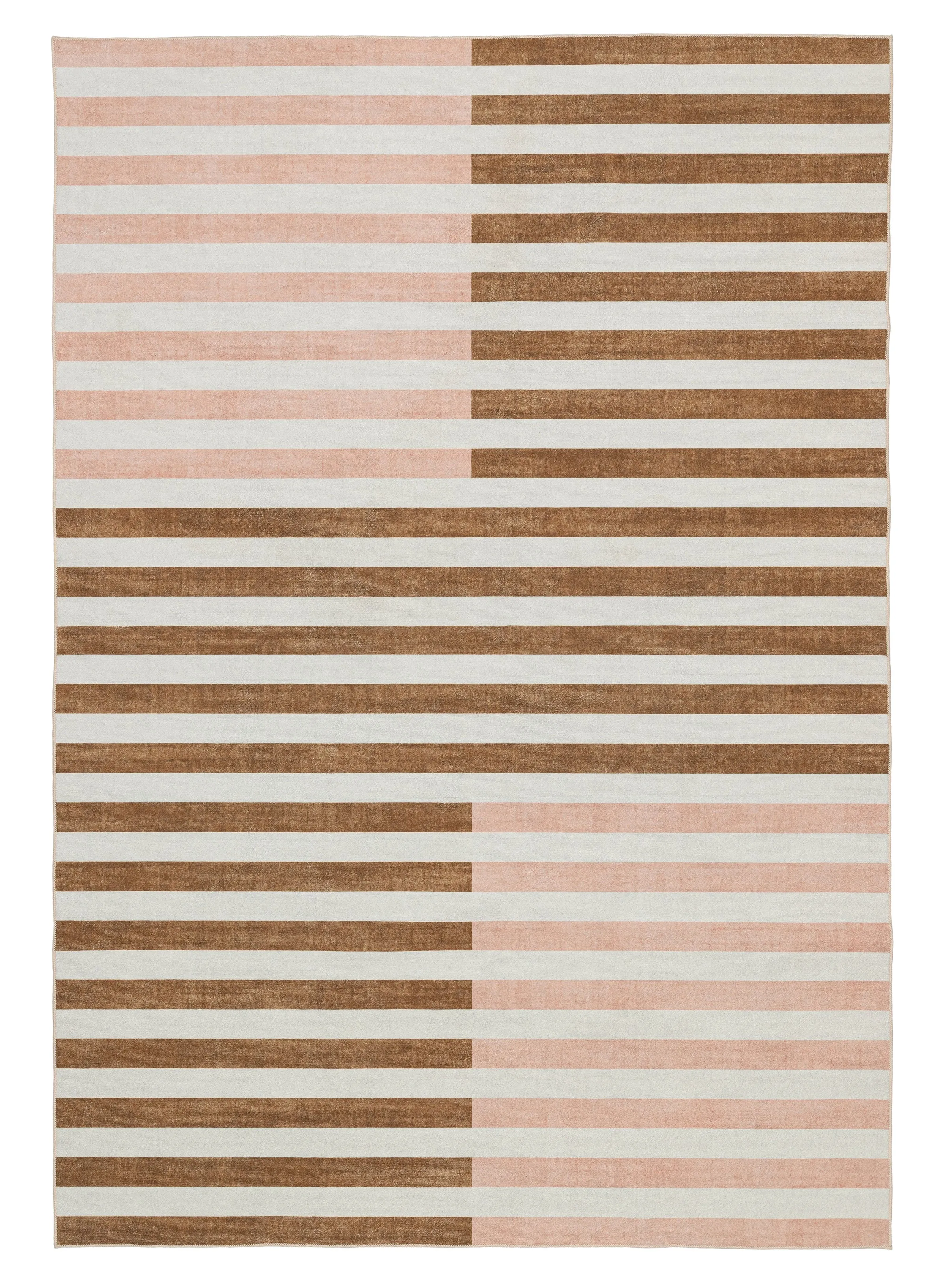Okino Pink and Brown Washable Rugmodern color block patchwork rug