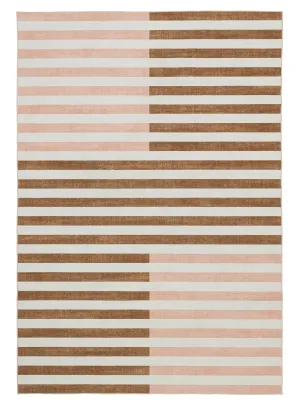 Okino Pink and Brown Washable Rugmodern color block patchwork rug