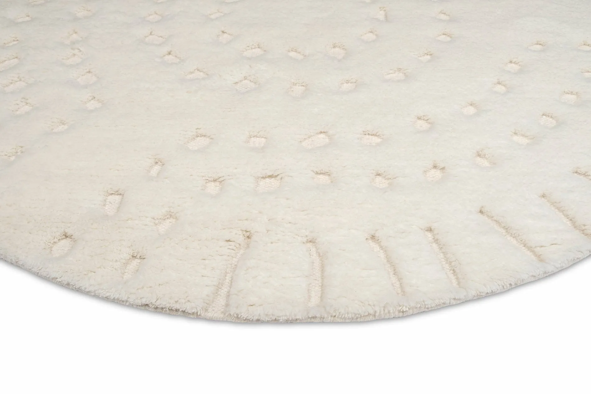 Omega Ivory Abstract Tribal Round Rug