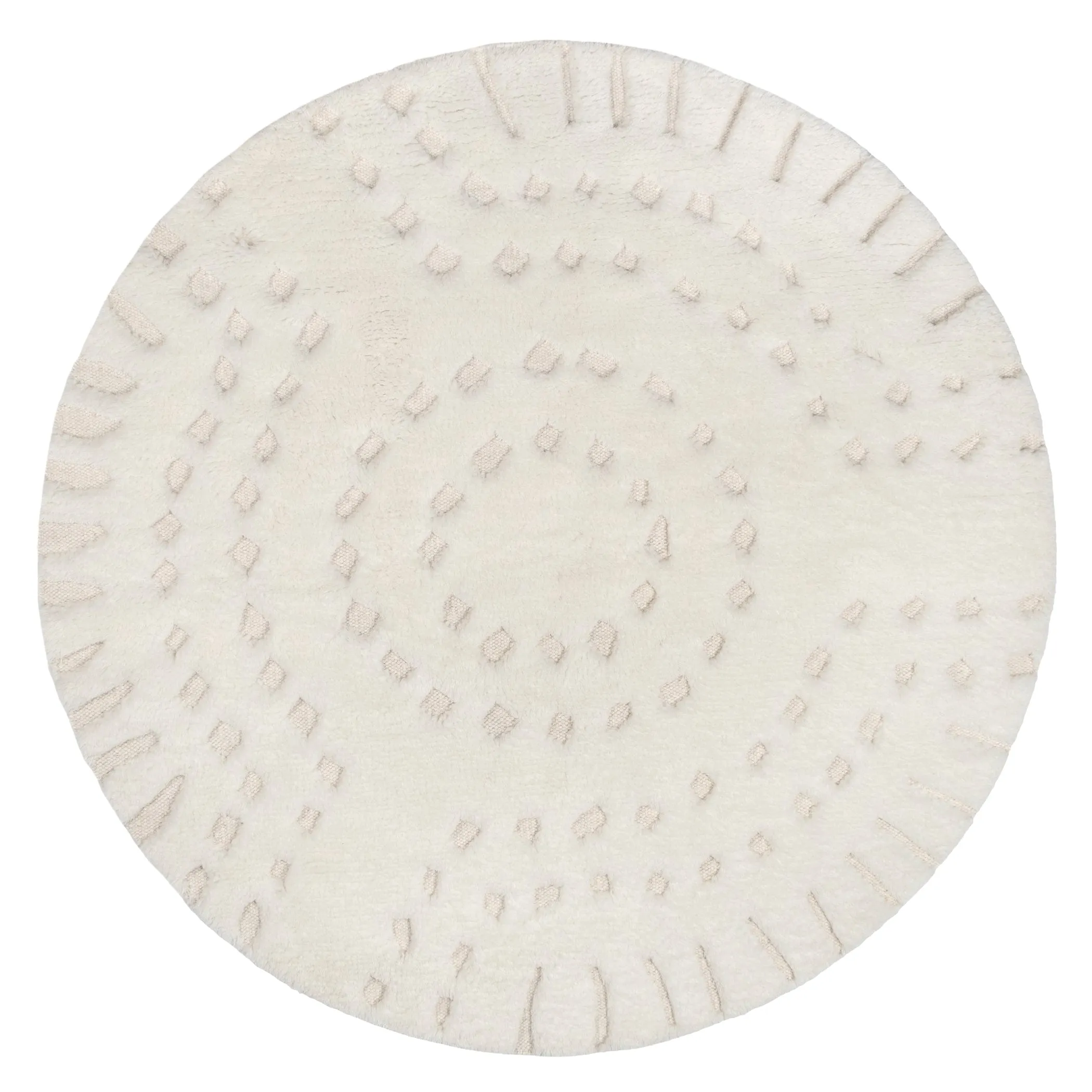 Omega Ivory Abstract Tribal Round Rugmodern color block patchwork rug