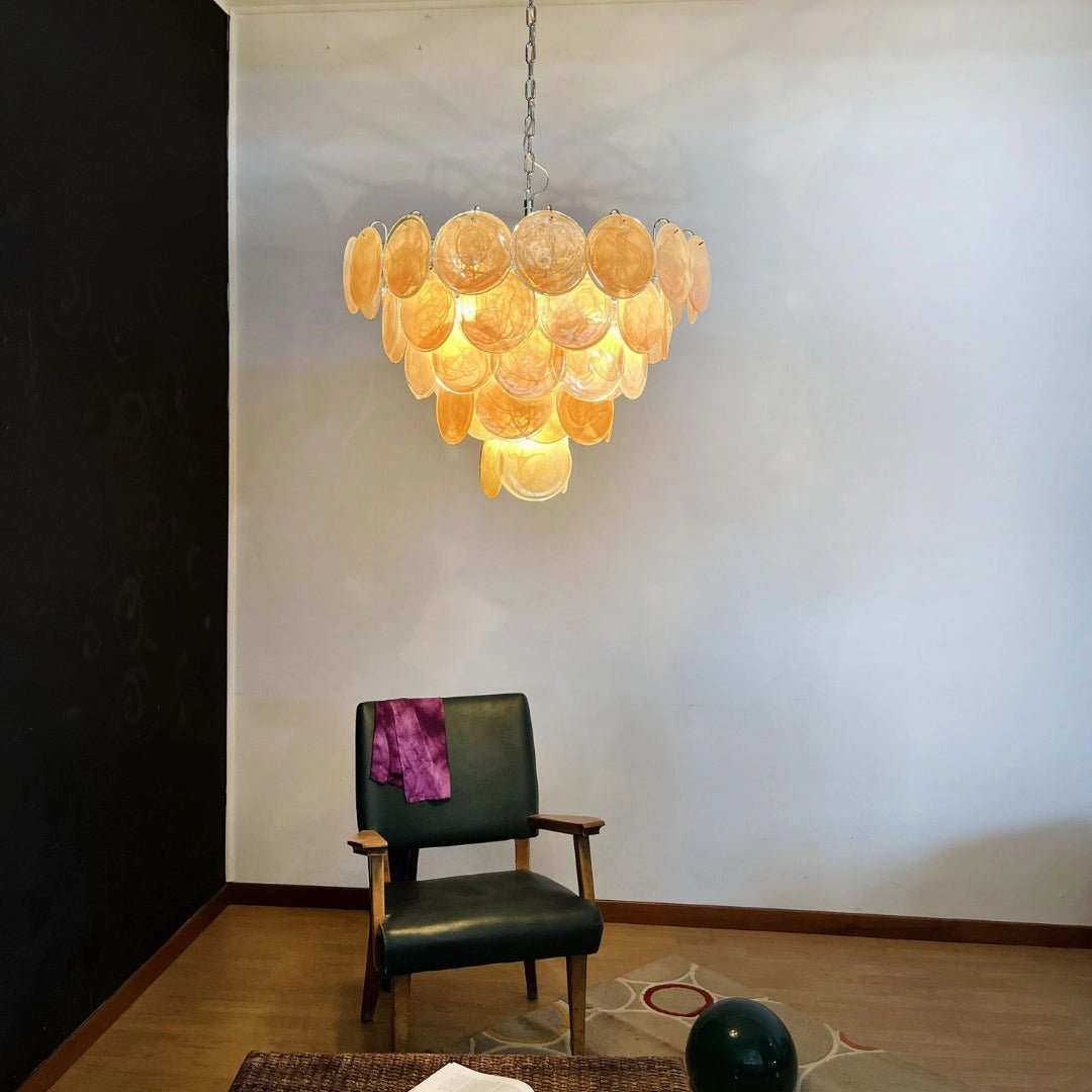 Orange Murano Disc Chandelier