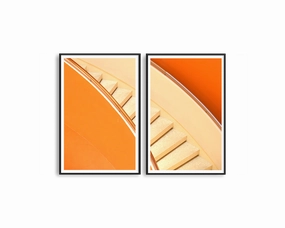 Orange Stairs Set Includes Two Printsmodern abstract painting decor