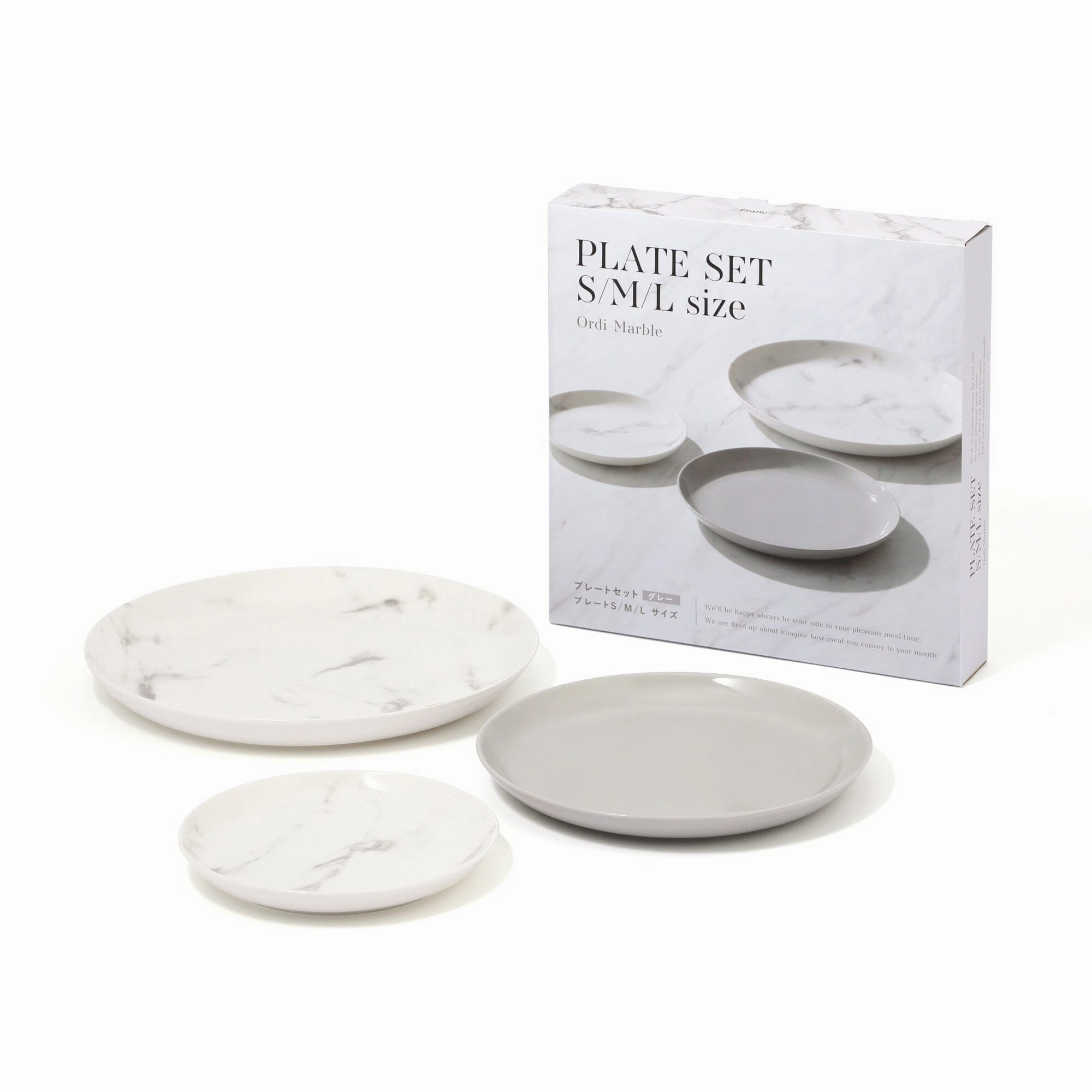 Ordi Marble Plate Set S/M/L  Greyhand-painted ceramic bowl