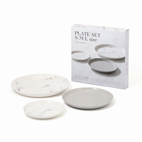 Ordi Marble Plate Set S/M/L  Greyhand-painted ceramic bowl