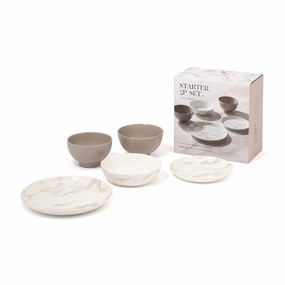 Ordi Marble Starter 5P Set  Beigehand-painted ceramic bowl