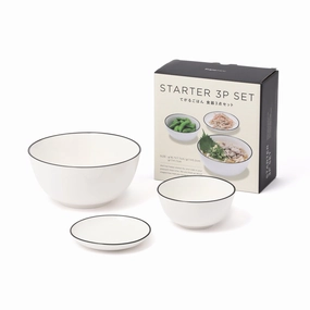 Ordi Simple Meal 3-piece Tableware Set Whitehand-painted ceramic bowl