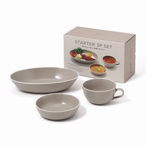 Ordi Starter 3P Set Oval  Beigehand-painted ceramic bowl