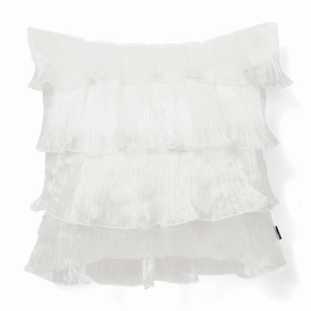 Organdy Frill Cushion Cover 450 x 450  Whitebedding sets ,throw blankets 