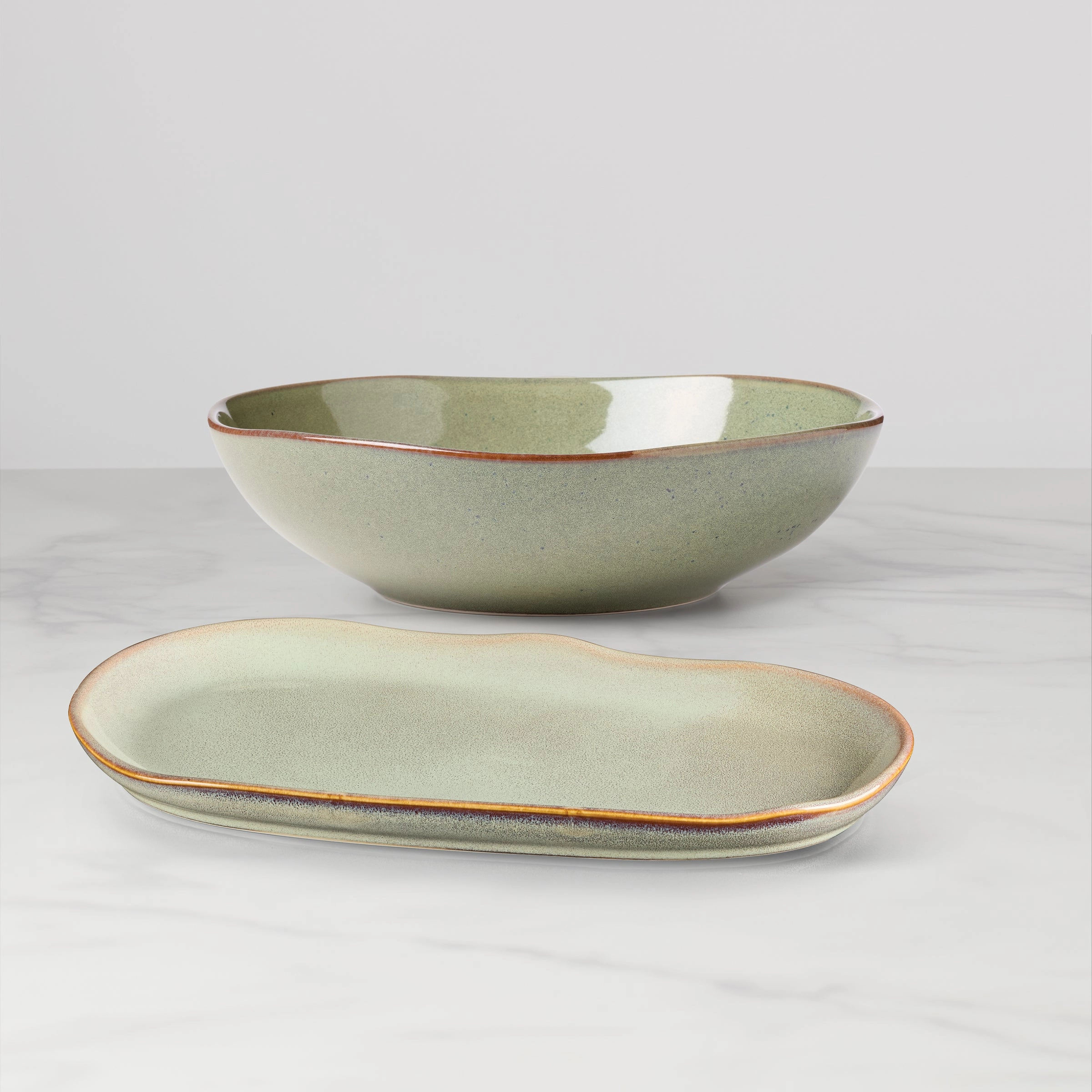 Organic Shades Green 2-Piece Serving Setafternoon tea dessert tray