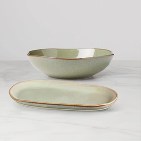 Organic Shades Green 2-Piece Serving Setafternoon tea dessert tray