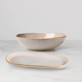Organic Shades Oatmeal 2-Piece Serving Setafternoon tea dessert tray