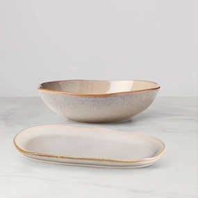 Organic Shades Oatmeal 2-Piece Serving Setmodern kitchen decor ,kitchen dinner set ,dinnerware 