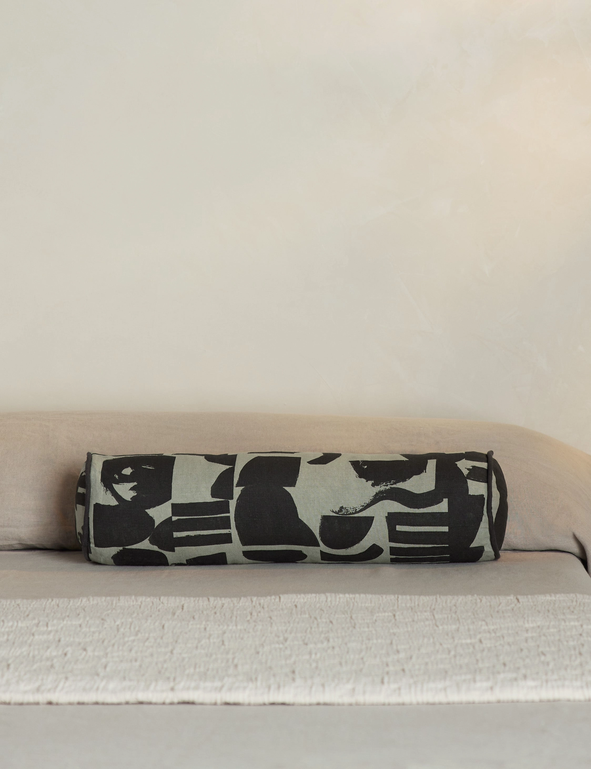 Organic Shapes Linen Bolster Pillow by Sarah Sherman Samuel