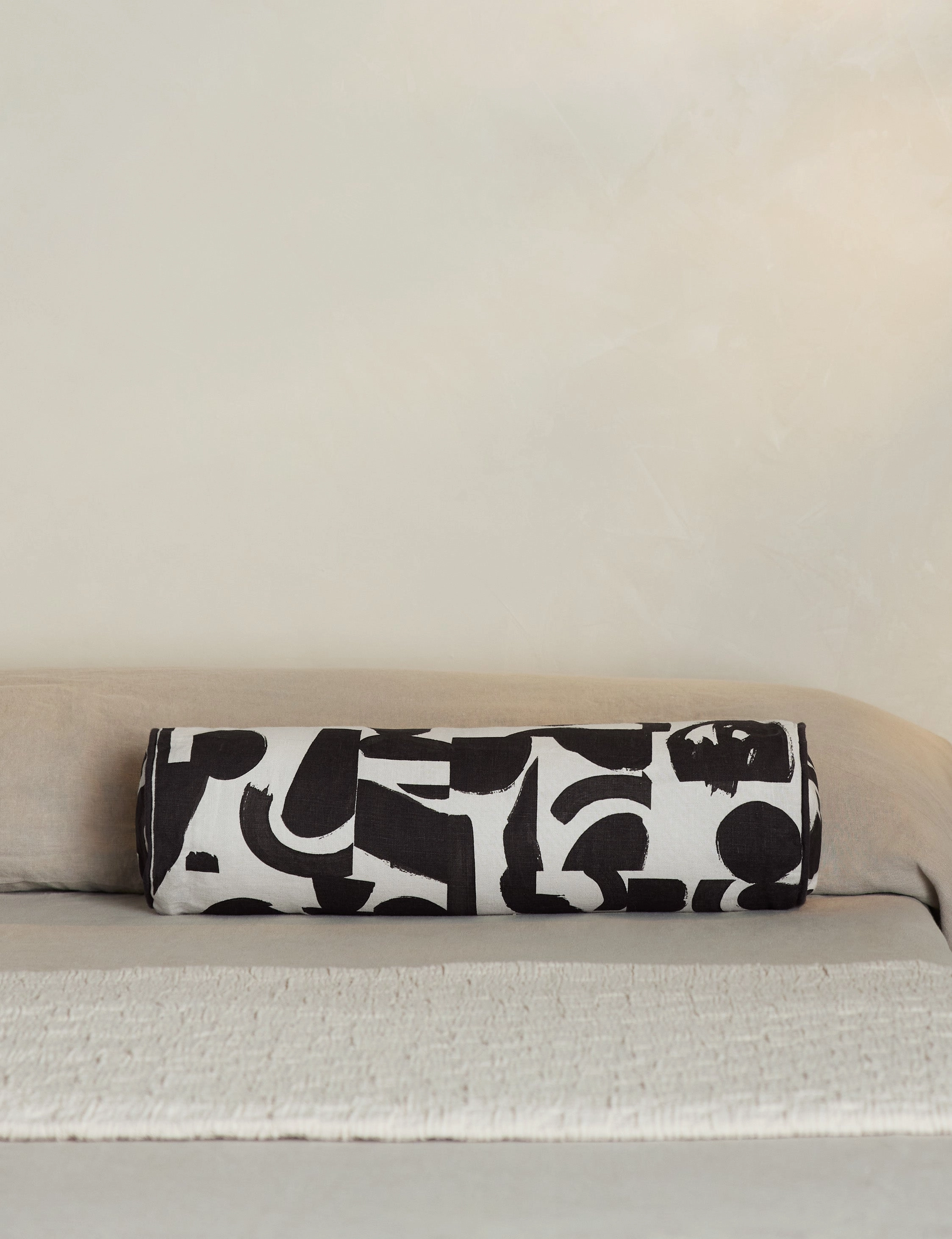 Organic Shapes Linen Bolster Pillow by Sarah Sherman Samuel